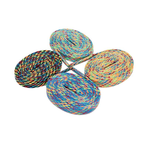 7MM Metallic Yarn Colorful Laces Black Blue Yellow Polyester Shoelaces Sneaker Boot Canvas Trendy