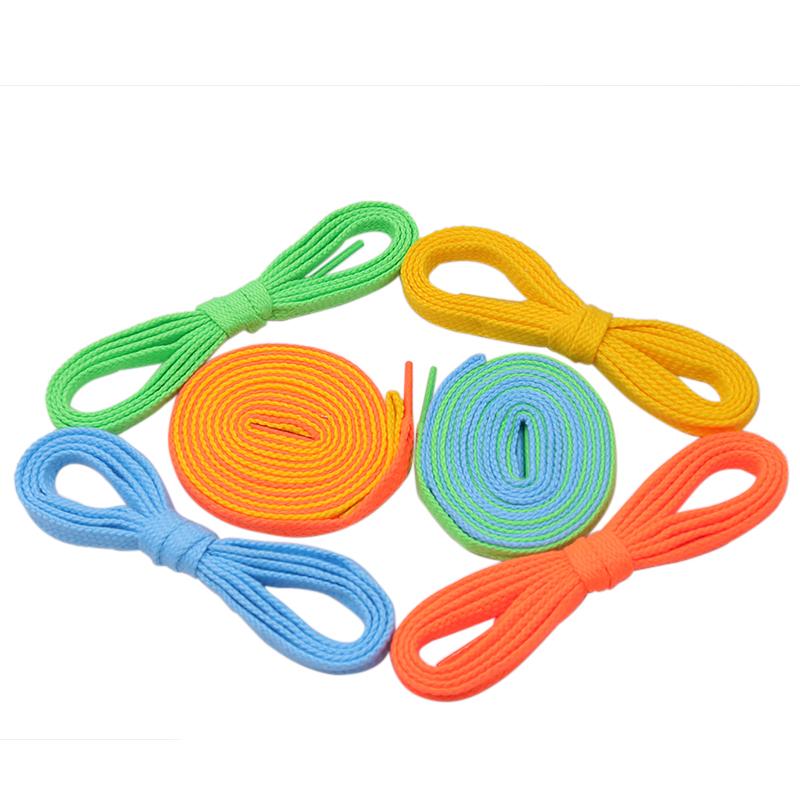 Weiou Laces 7MM Flat Shape Shoelaces Double-Layer Polyester Eye-Catching Cords Bright Solid Color