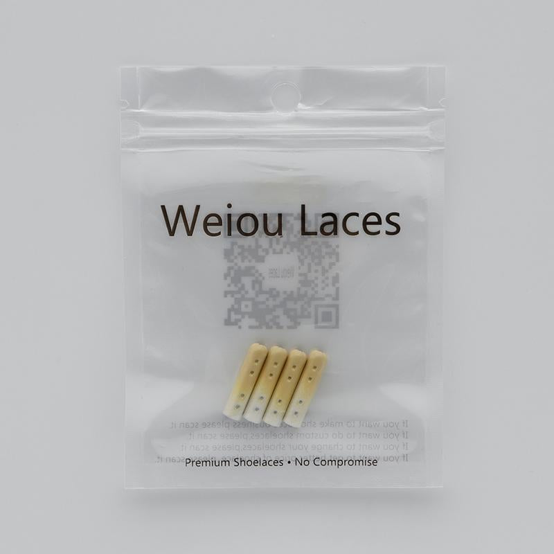 New Weiou Arrivals 100 pcs/lot 4*22mm Beige Dongxiao Type Khaki-Milk White Lacet Ends For Selling