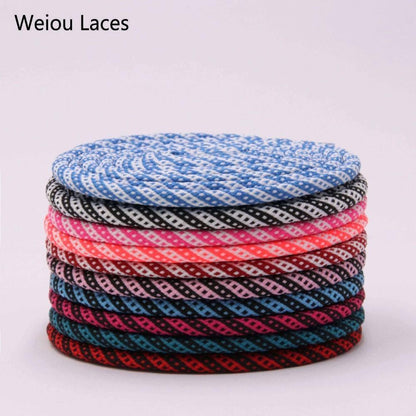 Weiou 5mm Round Type Polyester Two Tone Twill Middle Dot Checkered Laces Exclusive Red White Black