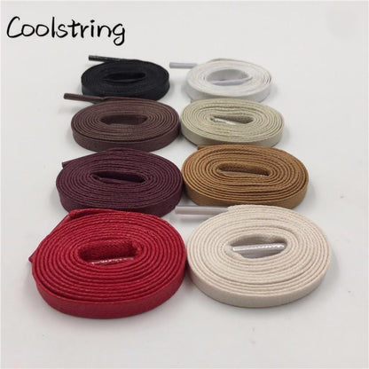 Waxed Cotton Flat Shoe Laces Leather Waterproof Mens Martin Boots Shoelace Casual Dress Coloured