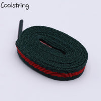 Classic 8mm Green Red Ribbon Shoelaces Polyester Flat Laces Single Layer Shoestrings Plastic Tips