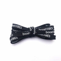 Flat White Black Printed BoostVIBES Shoelaces Two Sided Printing Letter Bootlaces For Sports