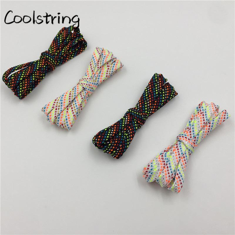 New Arrival 7mm Flat Glitter Metallic Shoe Strings Laces Novelty Unique Dress Shoelaces For Martin