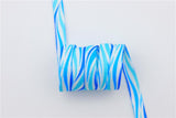 8MM Blue White Striped Ripple Heat Transfer Printing Shoelaces Top Accessories Women Sneaker Ropes