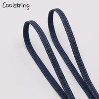 8mm Premium Flat Denim Shoelaces Metal Aglet Classic Laces Customize Your Kicks Blue Black