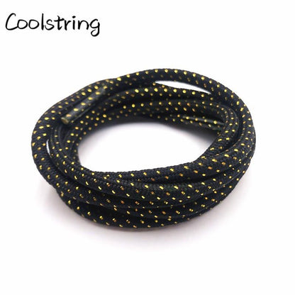 4.5mm Fashion Striped Glitter Round Rope Shoelaces Shiny Shimmering Shoe Laces Shiny Sparkly For