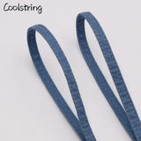 8mm Premium Flat Denim Shoelaces Metal Aglet Classic Laces Customize Your Kicks Blue Black