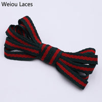 Weiou 8mm Green Red Webbing Ribbon Shoelaces Polyester Flat Laces Single Layer Shoestrings With