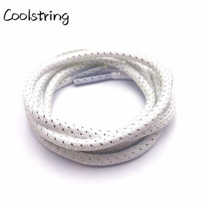 4.5mm Fashion Striped Glitter Round Rope Shoelaces Shiny Shimmering Shoe Laces Shiny Sparkly For