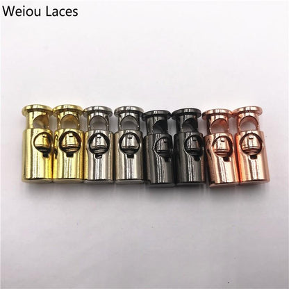 Weiou 2pcs/1Set Shoe Buckle Stoppers Shoelaces Metal Lock Zinc Alloy Single Hole Spring Buckle For