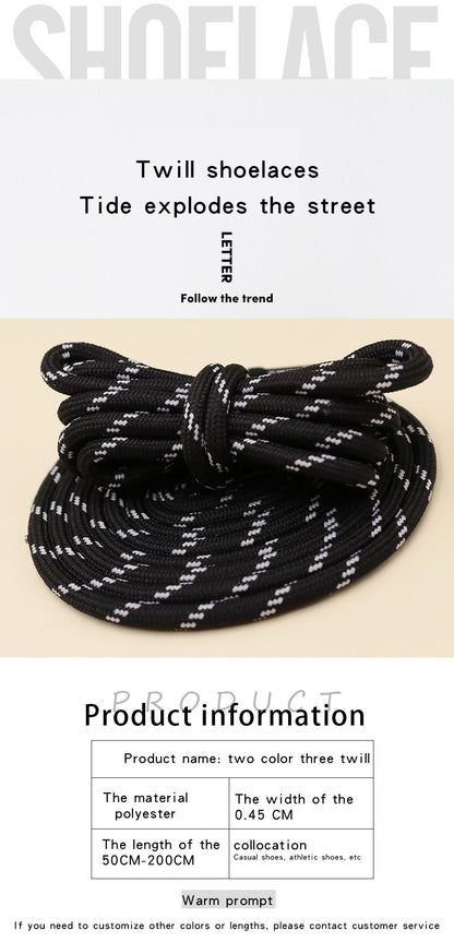 4.5MM Black White Eco-Frendly Material Polyester Normal Ropes For Running Jogging Boots Shoes