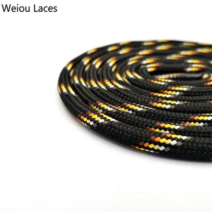 Weiou 6mm Round Rope Laces Black With Colorful Dots Line Yellow Bootlaces Unisex Striped Shoelaces