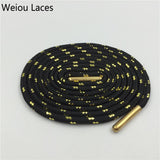 Weiou Sports Boot Laces W/ Metal Aglets Metallic Shiny Gold Shoelaces White Black Round Glitter