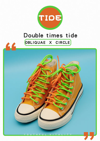 Nice Shoe Accessories Green Orange Eye-catching 4.5MM Polyester Ropes Trendy Colour Matching Laces