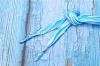 8MM Blue White Striped Ripple Heat Transfer Printing Shoelaces Top Accessories Women Sneaker Ropes