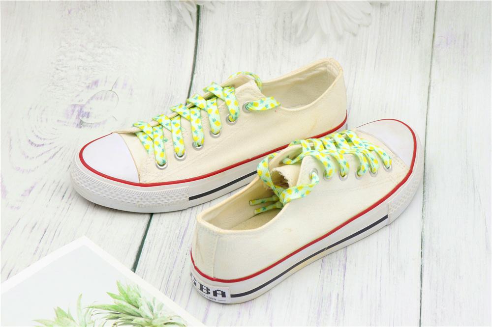 Men Women Canvas 2021 8MM Sneaker Flat Cute Cord Heat Transfer Pineapple Printing Hat Ropes 140CM