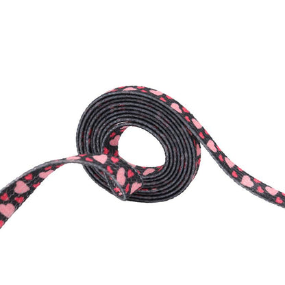 Weiou Cute Black Pink Love Printed Shoelaces 0.8 Cm Flat Type  Shoestring For Children Women