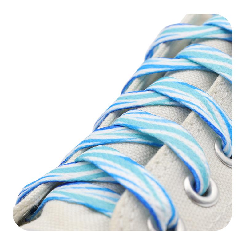 Weiou New Cute Printed Blue And White Wave  Shoelaces 0.8 Cm Flat Ladies Favourite Children Women's