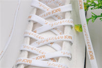 7mm White Golden Word Silk Screen Print Shoelaces Men Women Sneaker Canvas Rope 2021 Customized