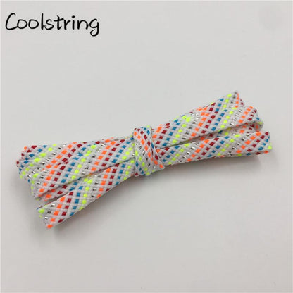 New Arrival 7mm Flat Glitter Metallic Shoe Strings Laces Novelty Unique Dress Shoelaces For Martin