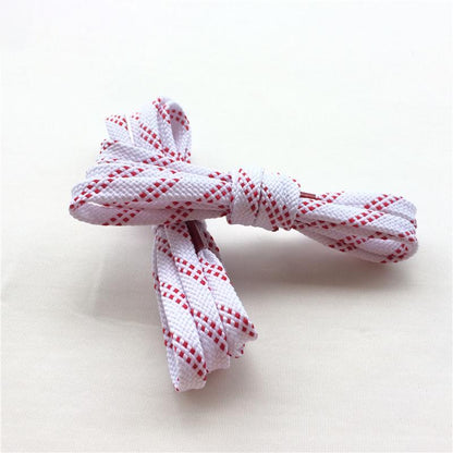 New Running Shoelaces Flat White and Red Striped Polyester Leisure Fabric Shoelace as Birthday Gift