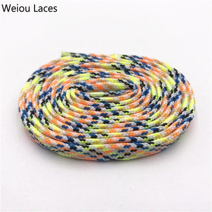 Weiou New 7mm Colorful Polyester Shoelace Flat Personality Customize Shoe Lace Coloured Shoestring