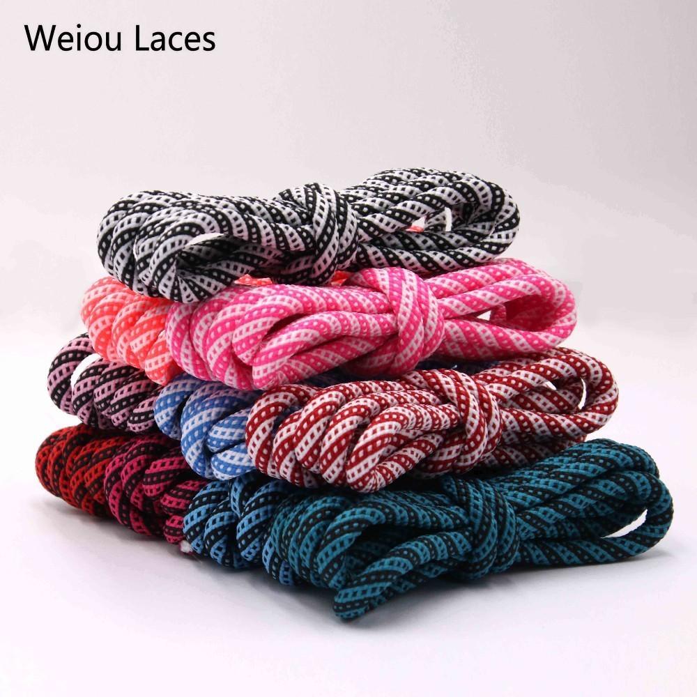 Weiou 5mm Round Type Polyester Two Tone Twill Middle Dot Checkered Laces Exclusive Red White Black