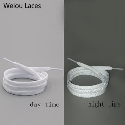 Weiou 7mm Flat Nice Letter Printing 3M Reflective Japanese Katakana Kanji Shoelaces Plastic Tips