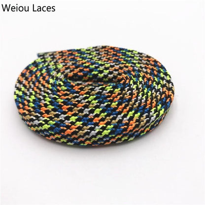 Weiou New 7mm Colorful Polyester Shoelace Flat Personality Customize Shoe Lace Coloured Shoestring