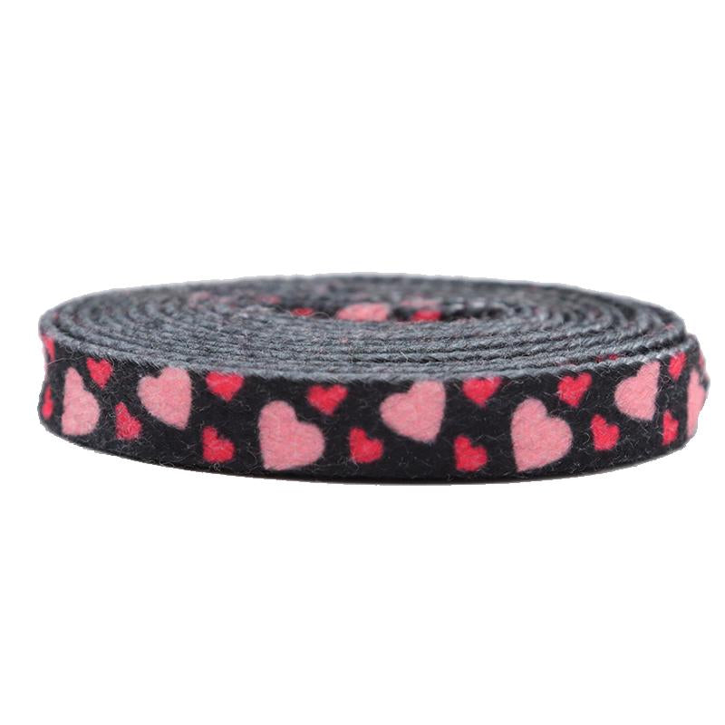 Weiou Cute Black Pink Love Printed Shoelaces 0.8 Cm Flat Type  Shoestring For Children Women