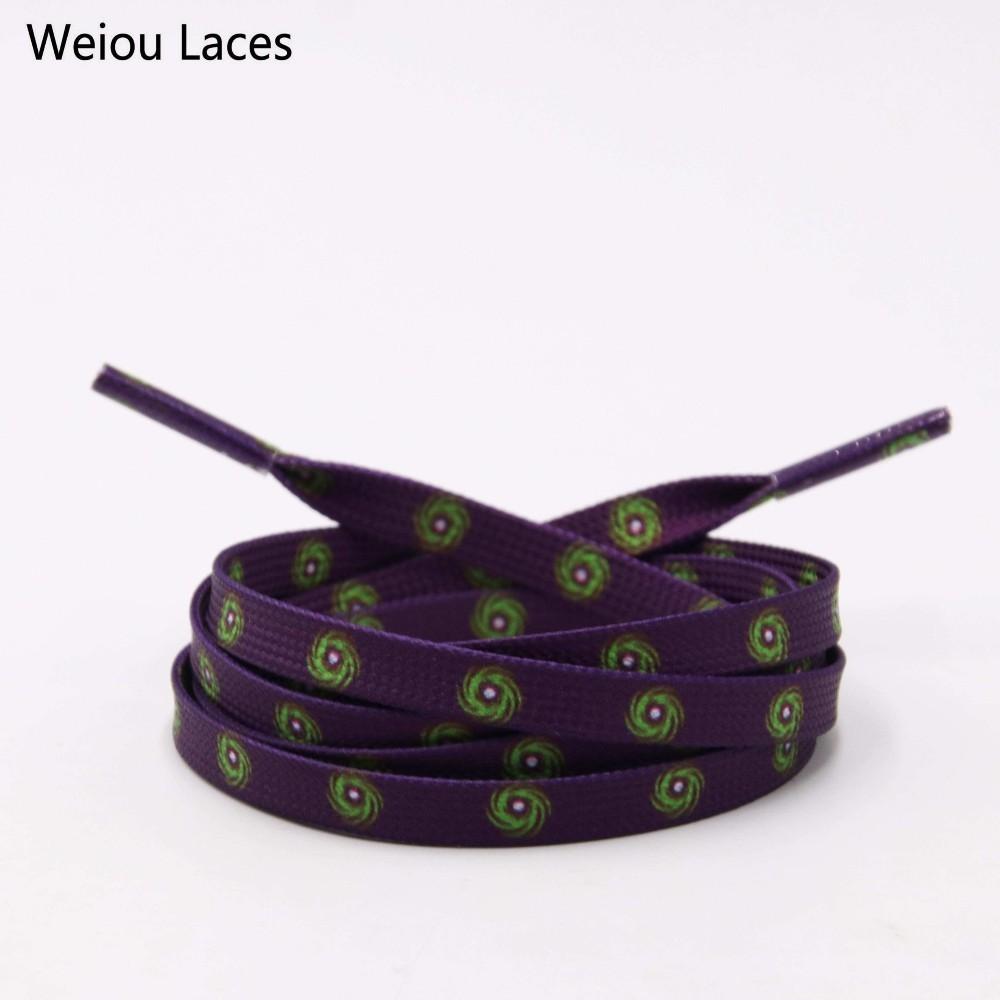 Weiou New Fantastic 7mm Purple Shoelaces With Prints Green Hurricane For Sneaker Sports Shoe Laces