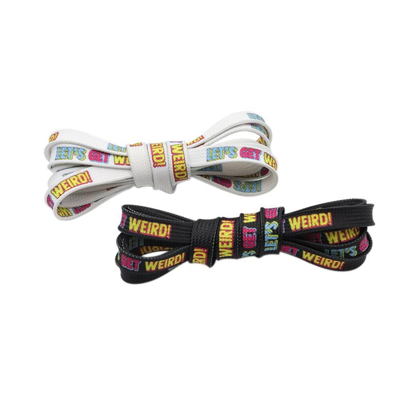 Weiou Sport Printing Hiking Shoelaces 0.8 Cm Flat Printed Let's Get Weird Black And White Cut