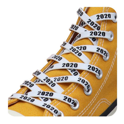 Weiou Simple Style Cute Shoelaces 0.7 Cm Flat Printed 2020 Letter Polyester Shoe Lace For Women