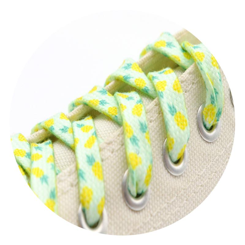 Men Women Canvas 2021 8MM Sneaker Flat Cute Cord Heat Transfer Pineapple Printing Hat Ropes 140CM