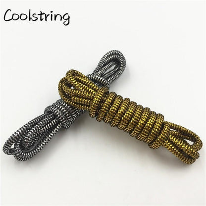 10 Colors Wavy Black Gold White Silver Metallic Thread Shoe Laces Glitter Shimmering Bootlaces For