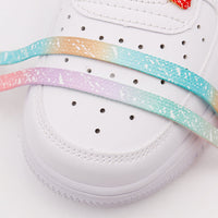 5 Color Splash Ink Gradient Luminous Flat Laces 8mm Wide Glowing In The Dark Private Label Casual Sports Night Running Shoelaces