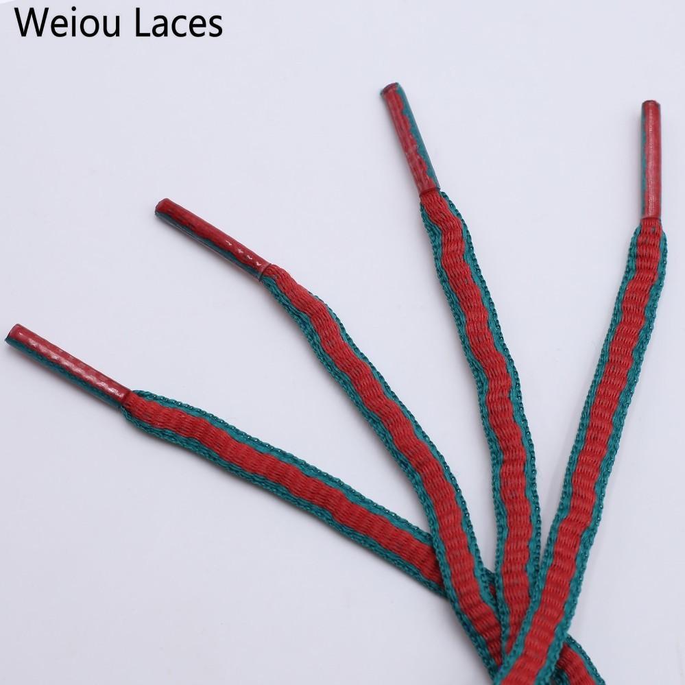 Weiou 6mm Oval Green Red Two Toned Shoelaces Polyester Semicircular Laces Fashion Shoestrings