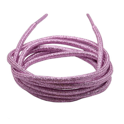 Weiou Beautiful Light Pink Color Shoelaces 0.45 Cm Diameter Round Rope Metalic Laces For Women Girls