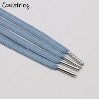 8mm Premium Flat Denim Shoelaces Metal Aglet Classic Laces Customize Your Kicks Blue Black