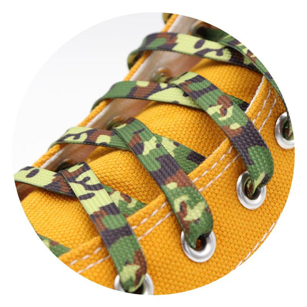 Top 8MM Camouflage color Flat Shoelaces Accessories Heat Transfer Printing Ropes Men Women Canvas