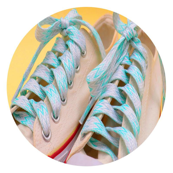 8MM Grey Mint Green Flat Shoelaces High End Heat Transfer Printing Freshness Lacets Cool Feeling For