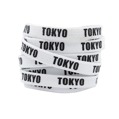 Weiou Couple Parent-child Shoelaces 0.7 Cm Flat Printed Japanese Tokyo Letter Double Layer Shoe