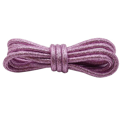 Weiou Beautiful Light Pink Color Shoelaces 0.45 Cm Diameter Round Rope Metalic Laces For Women Girls