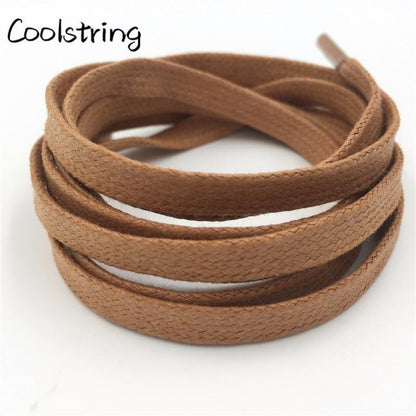 Waxed Cotton Flat Shoe Laces Leather Waterproof Mens Martin Boots Shoelace Casual Dress Coloured