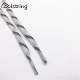 7mm Double Layer Shinning Colorful Glitter Shoelaces Long Shoe Laces White Black Red Gold Silver