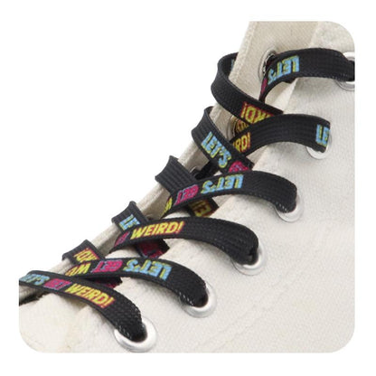 Weiou Sport Printing Hiking Shoelaces 0.8 Cm Flat Printed Let's Get Weird Black And White Cut