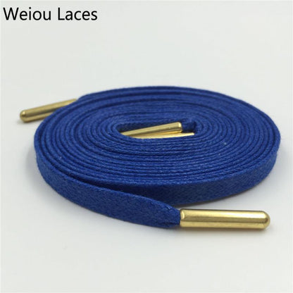 Weiou Heavy Duty Waxed Cotton Flat Shoelaces With Gold Metal Aglets Bright Color Cotton Shoe Laces