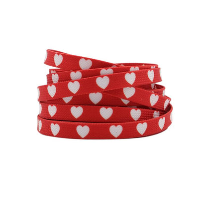 Weiou New 0.7cm Polyester Double Hollow Flat Printed Red White Heart Sublimated Heat Transfer