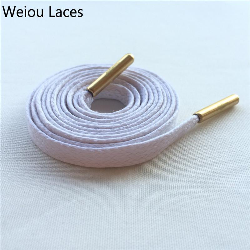 Weiou Heavy Duty Waxed Cotton Flat Shoelaces With Gold Metal Aglets Bright Color Cotton Shoe Laces